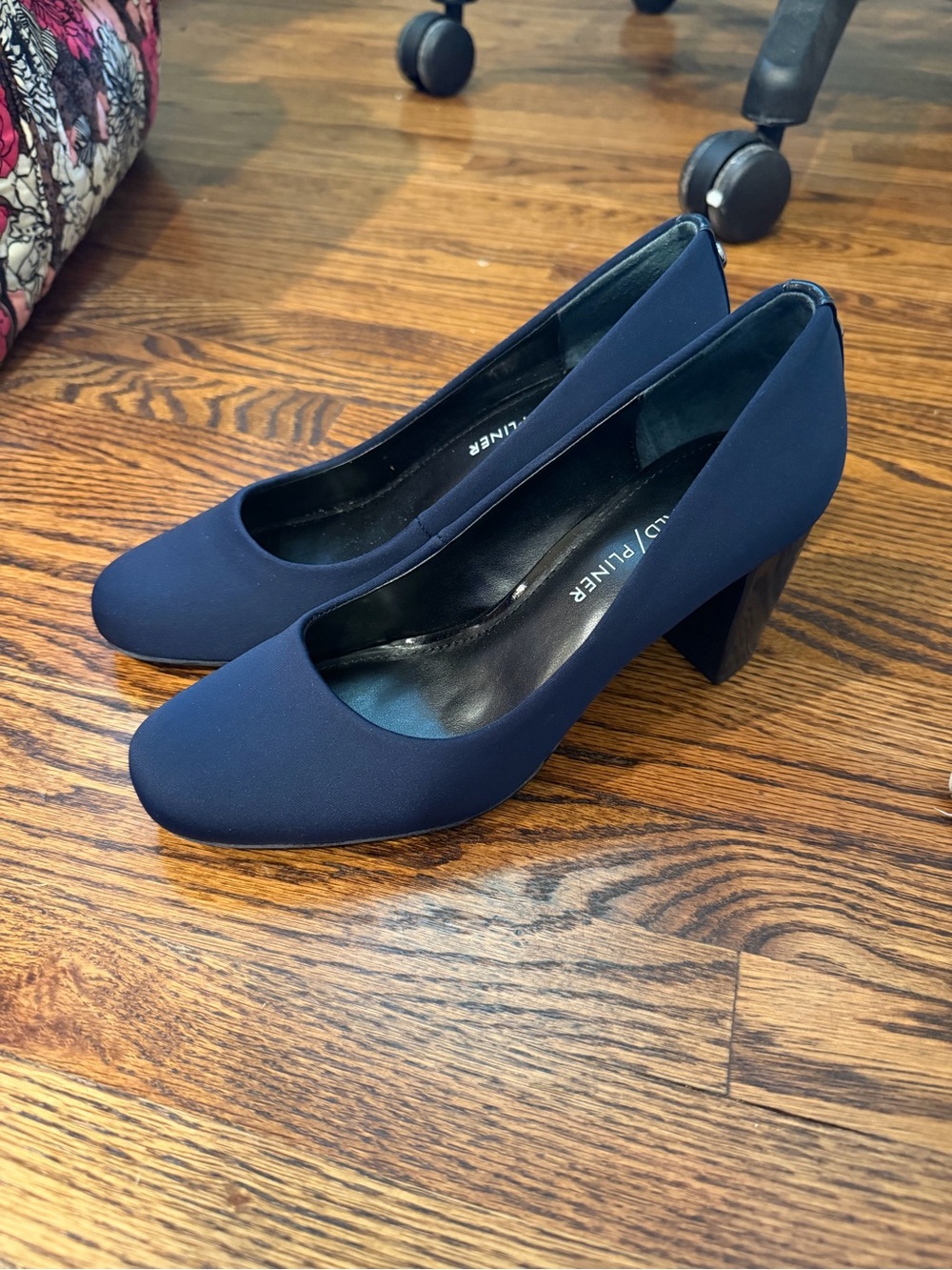 Donald J. Pliner Navy Block Heel Pumps